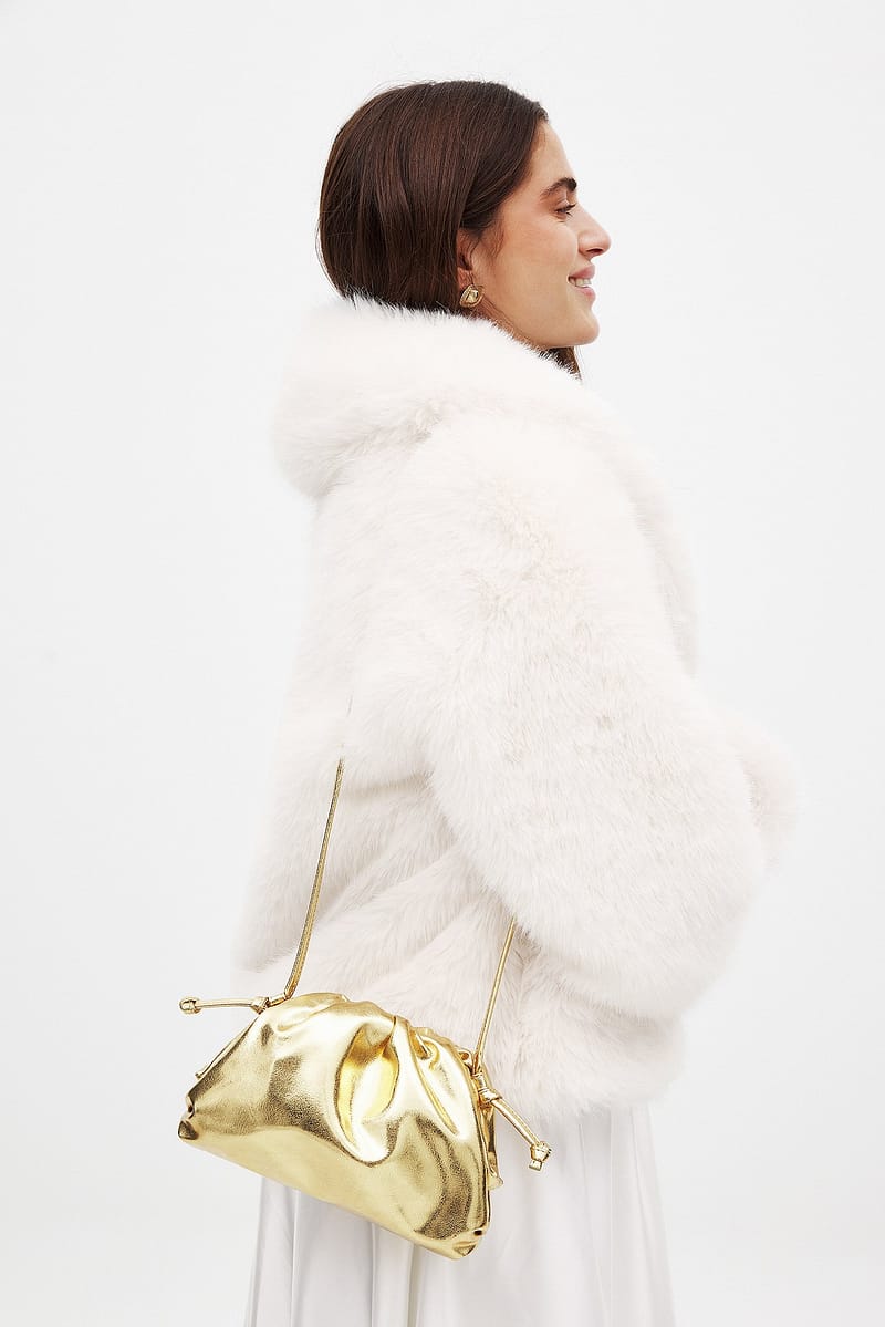 Gathered Detail Small Clutch - Gold