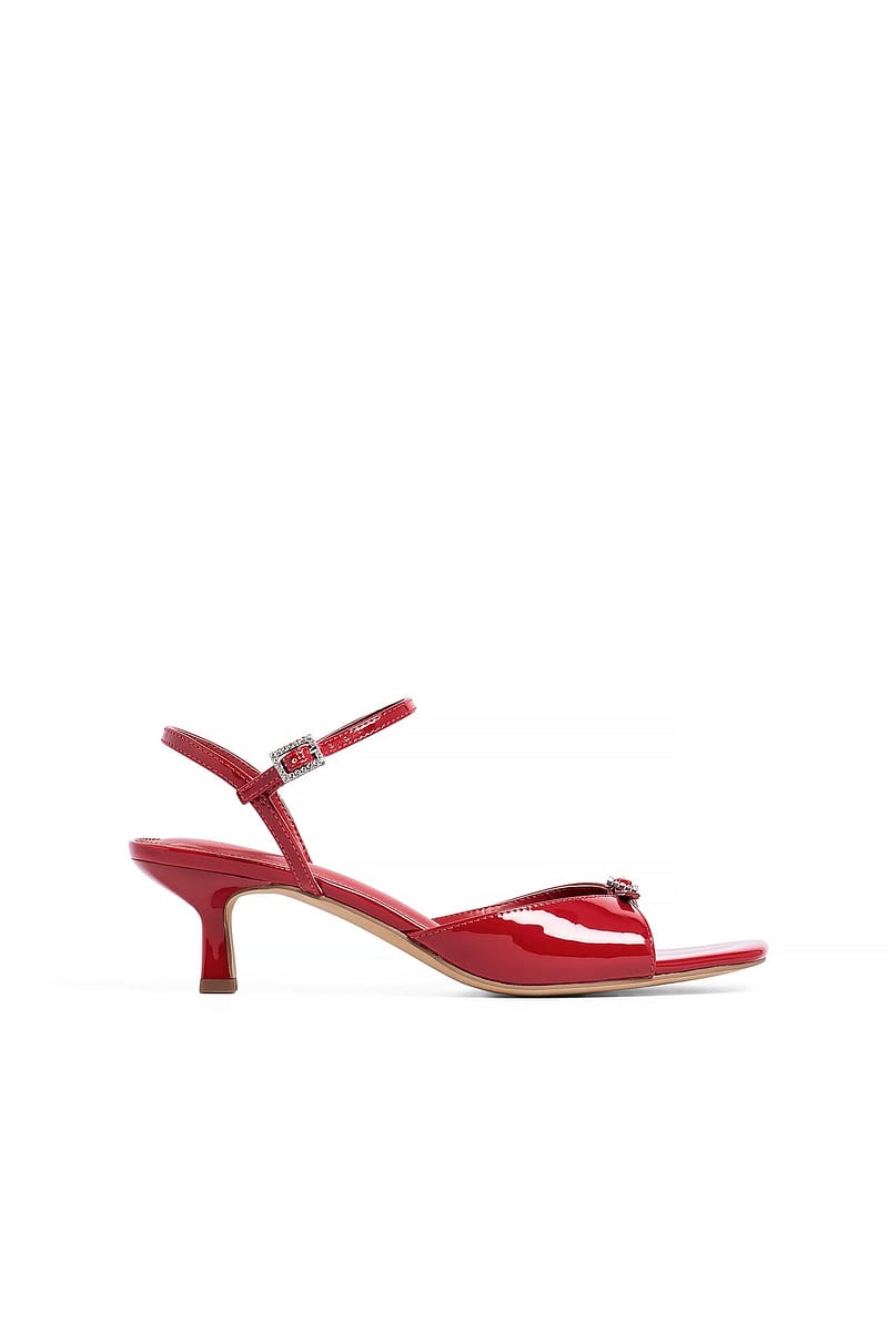 Buckle Detailed Heels - Red