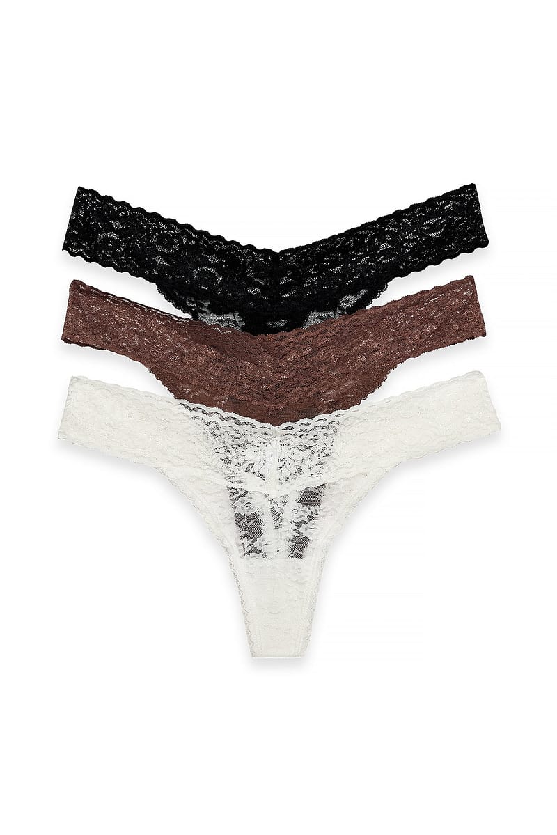 3-pack Lace Band Thong - Multicolor