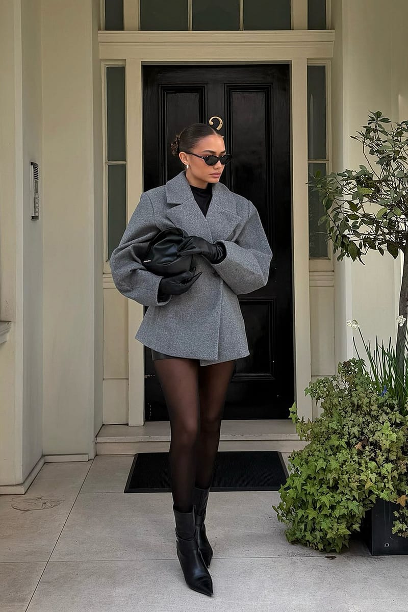 Double Buttoned Short Coat - Grey