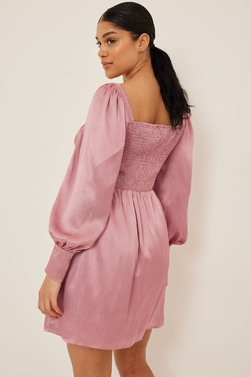 Cups Detail Structured Satin Mini Dress