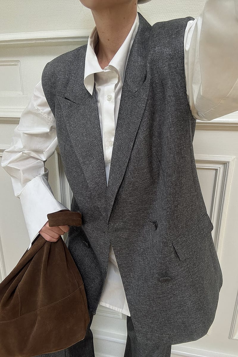 Sleeveless Oversized Vest - Grey