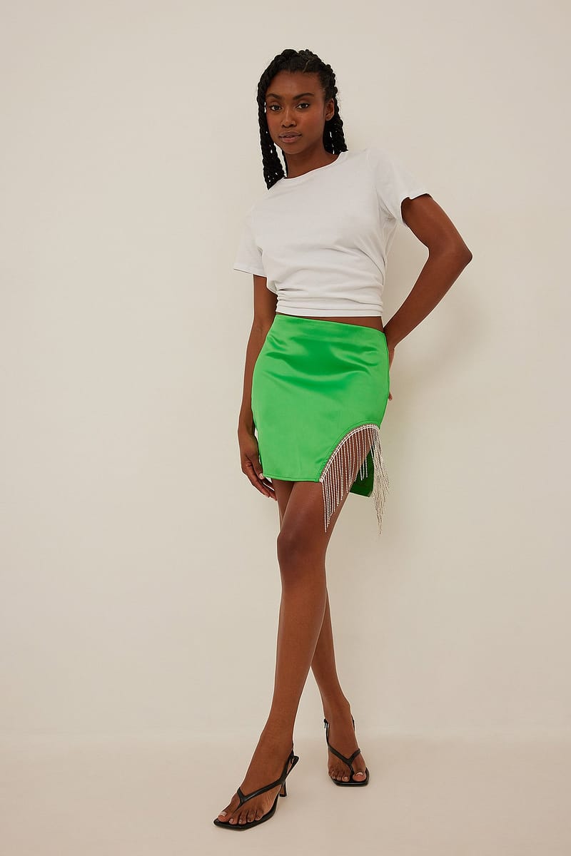 Fringed Mini Rhinestone Skirt