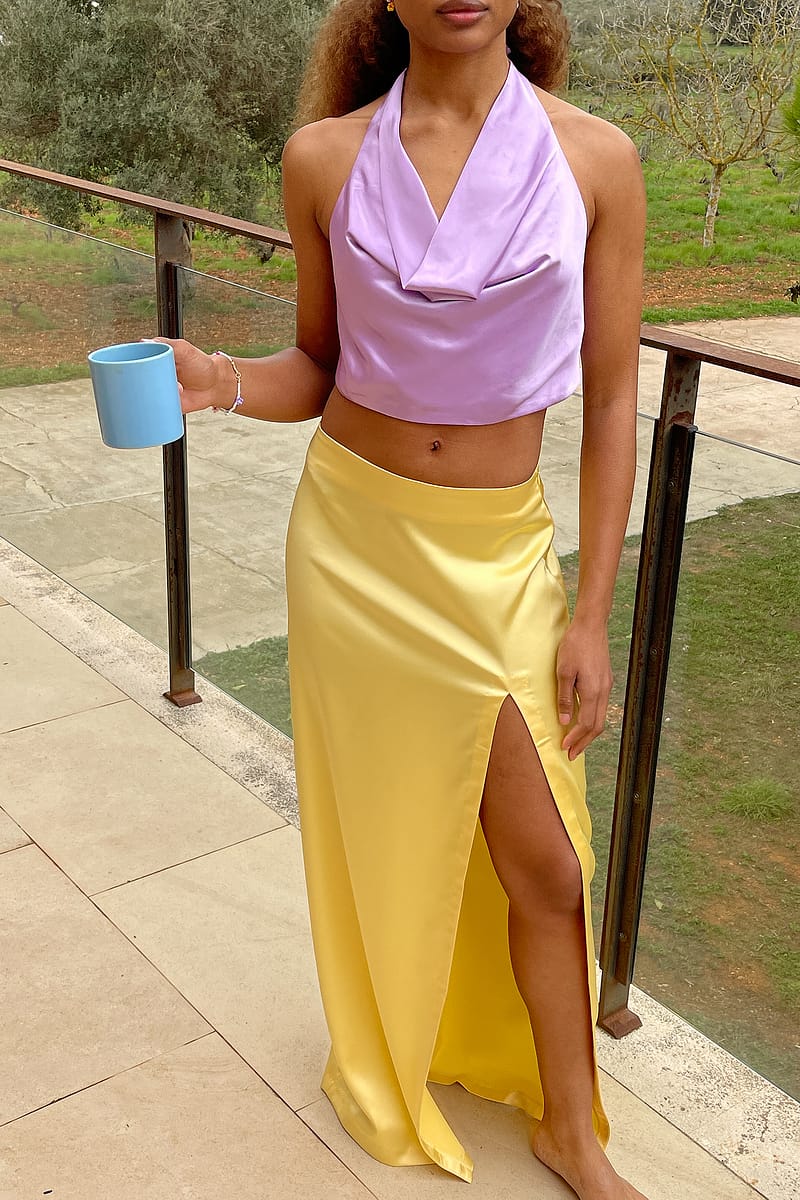 Waterfall Front Satin Top
