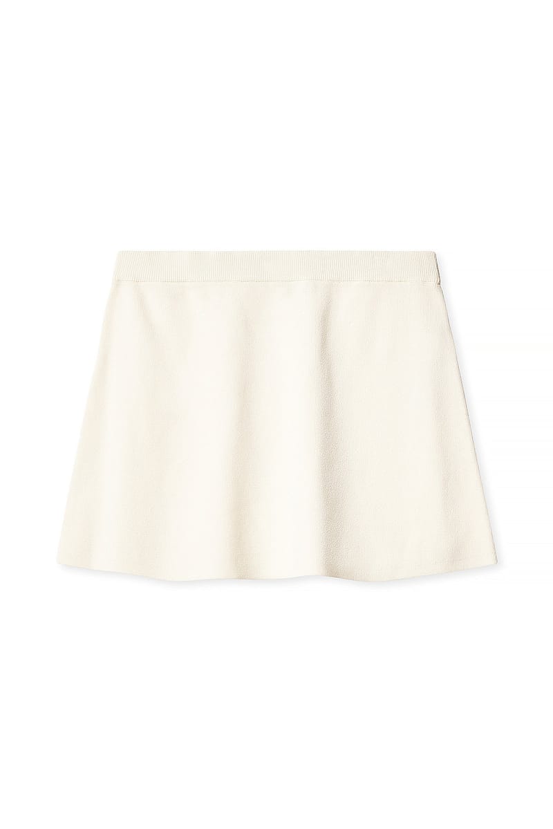 Knitted A-line Mini Skirt - Offwhite