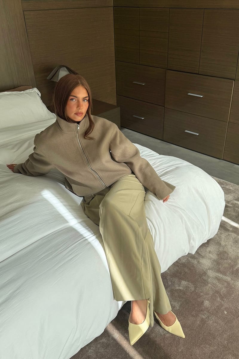 Zip Detail Jacket - Light Taupe