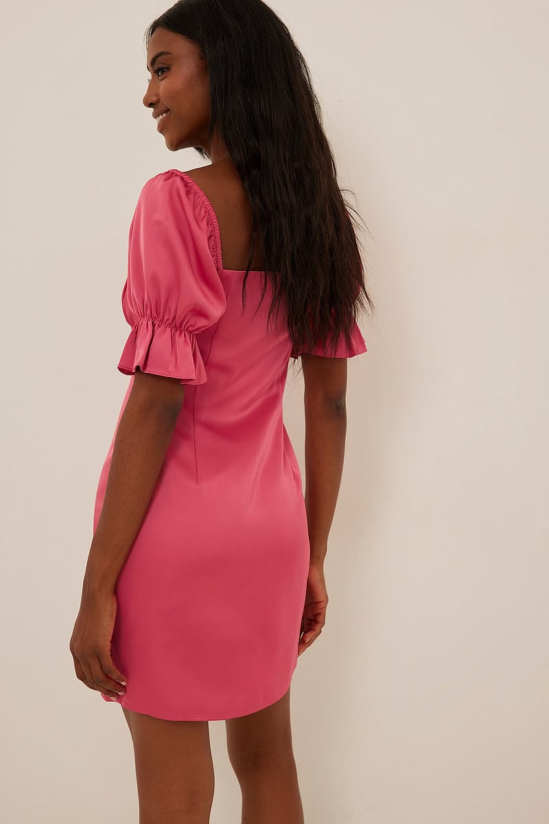 Gathered Chest Slit Mini Dress