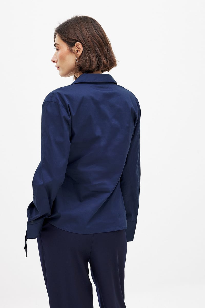 Wrap Cotton Shirt - Navy