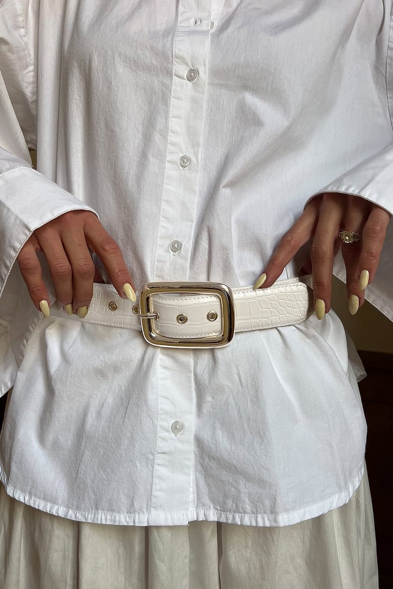 Eyelet Croc Belt - Offwhite