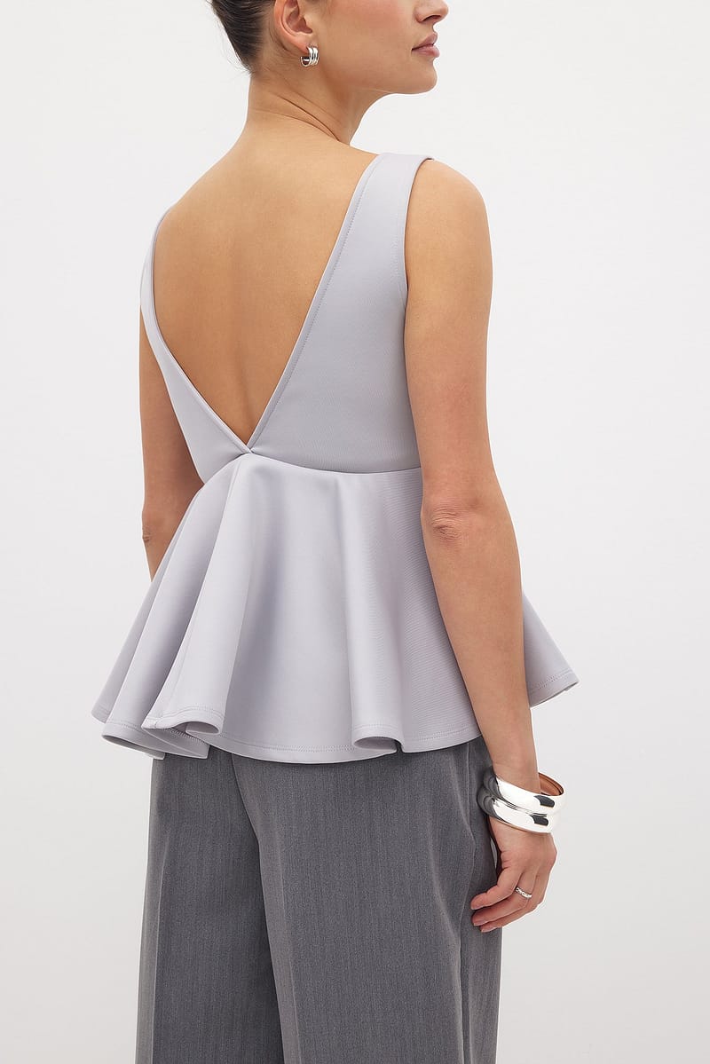 Peplum Top - Light Grey
