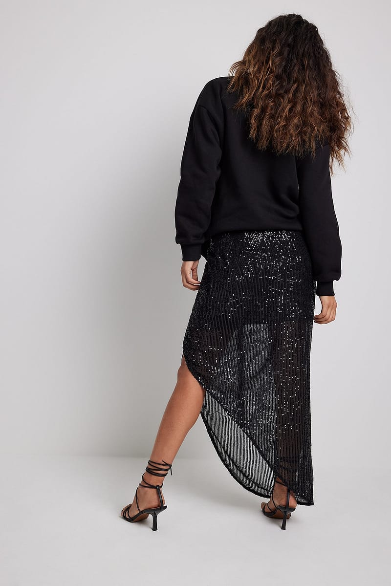 Overlap Sequin Midi Skirt