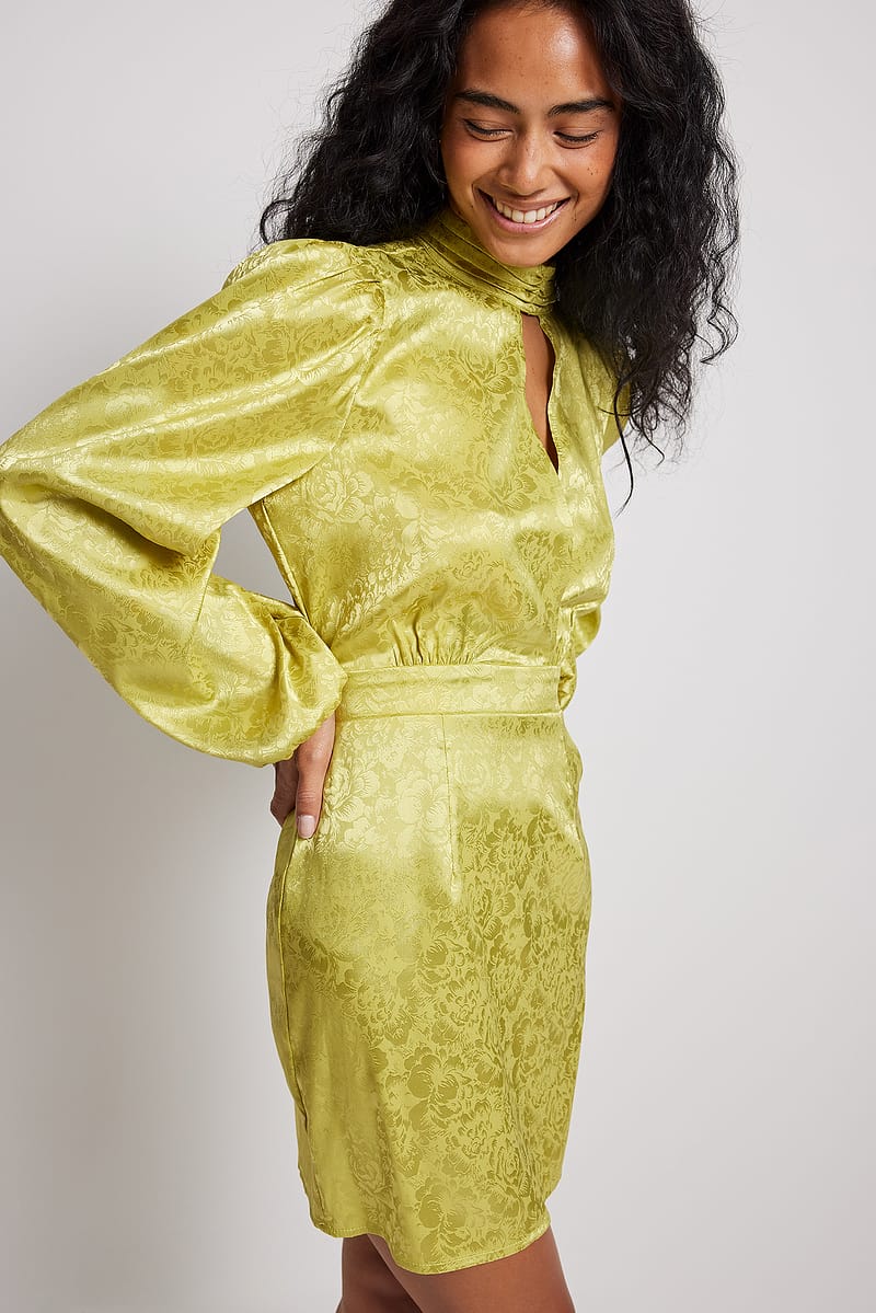Jacquard Satin Cut Out Mini Dress
