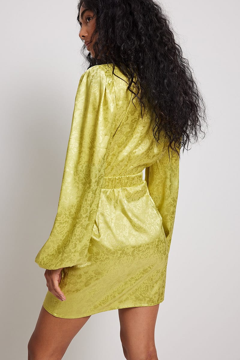 Jacquard Satin Cut Out Mini Dress