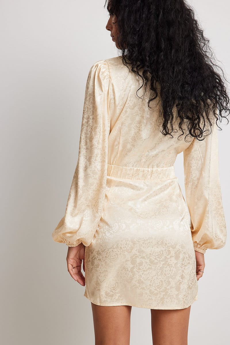 Jacquard Satin Cut Out Mini Dress