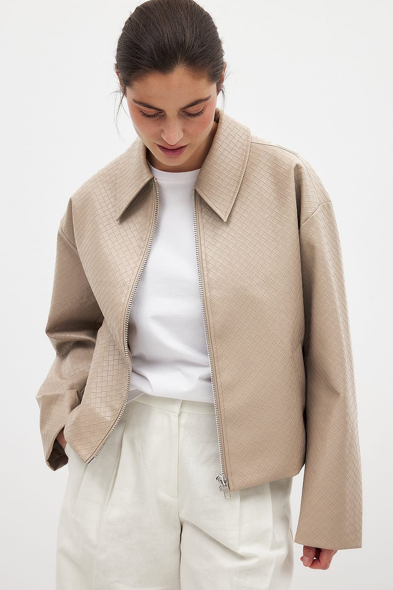 Braided Pu Jacket - Beige