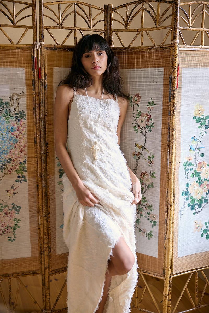 Fringe Seam Detail Maxi Dress - Offwhite