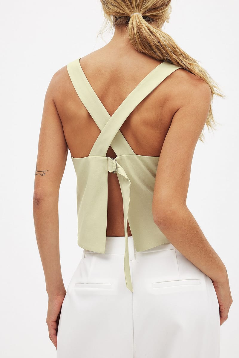 Tailored Open Back Vest Top - Light Green