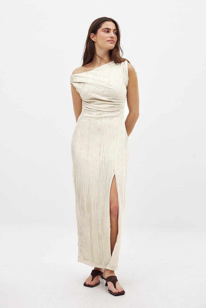 Draped Maxi Dress - Light Beige