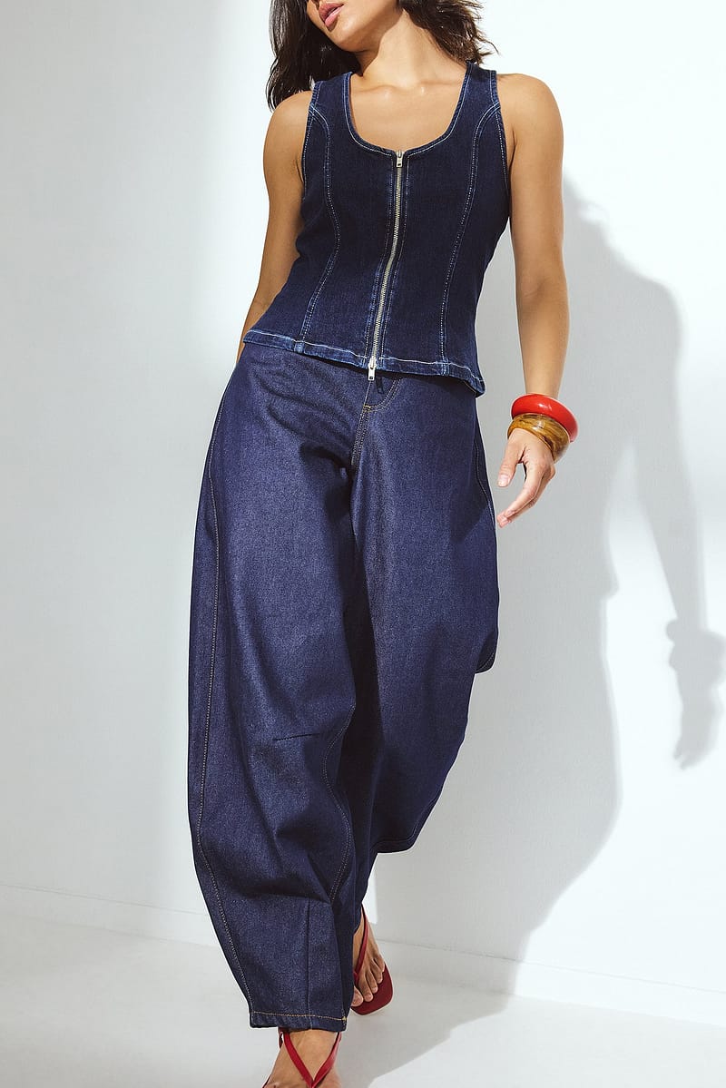 Balloon Leg Denim - Dark Blue