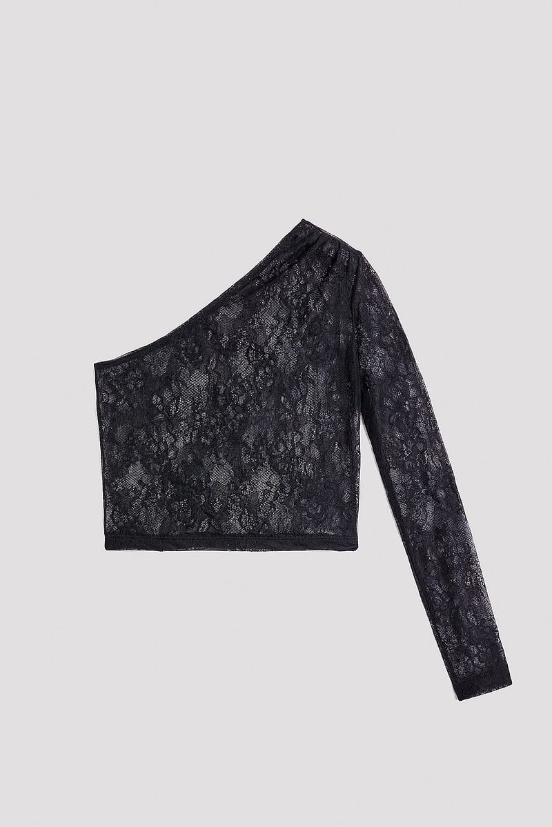 Draped Lace Long Sleeve Top