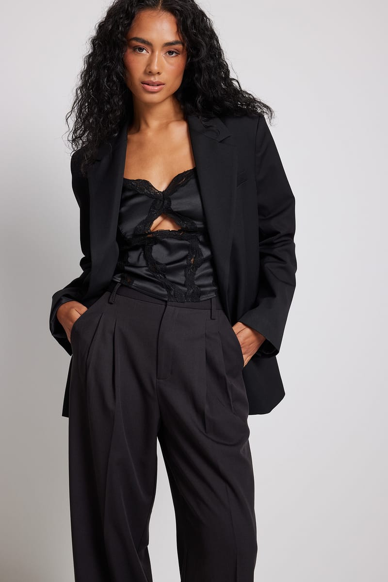 Lace Detail Cut Out Satin Top