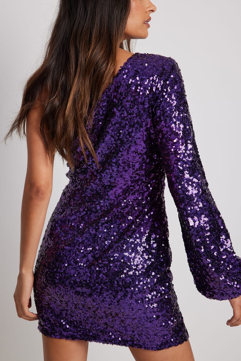 One Sleeve Sequin Mini Dress