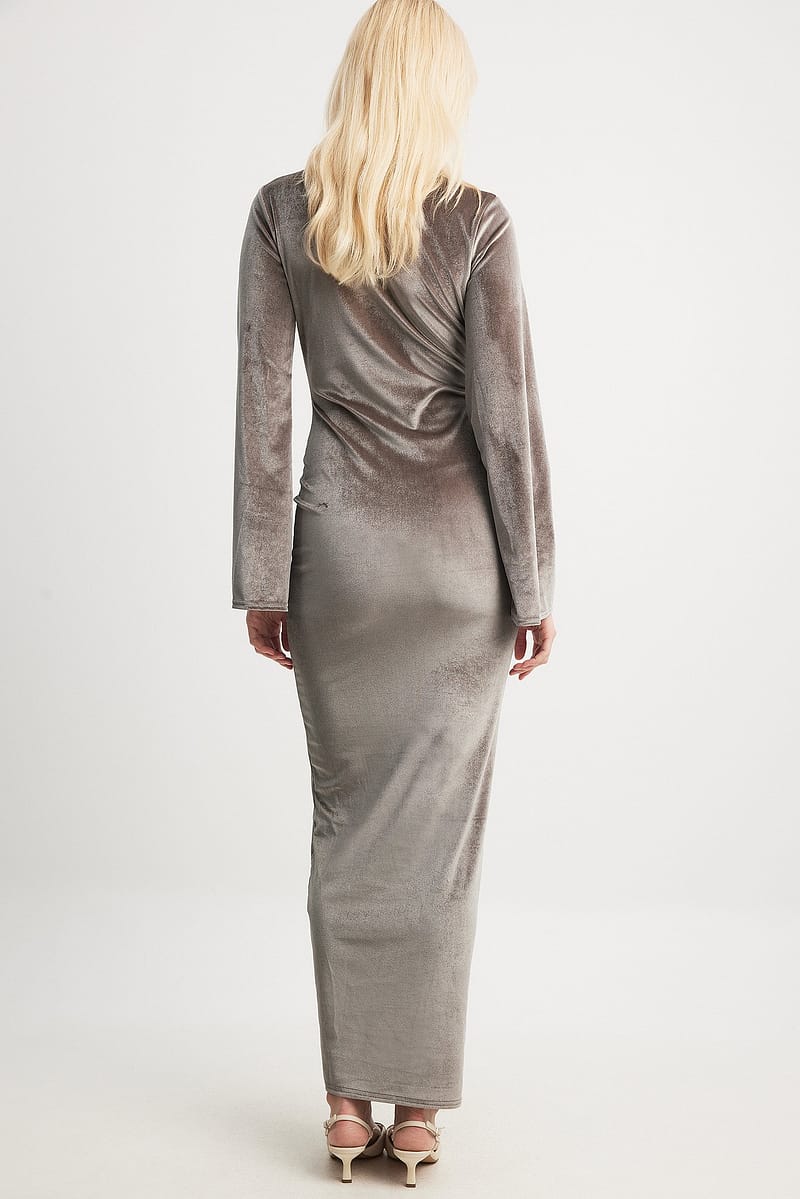 Deep Plunge Maxi Velvet Dress