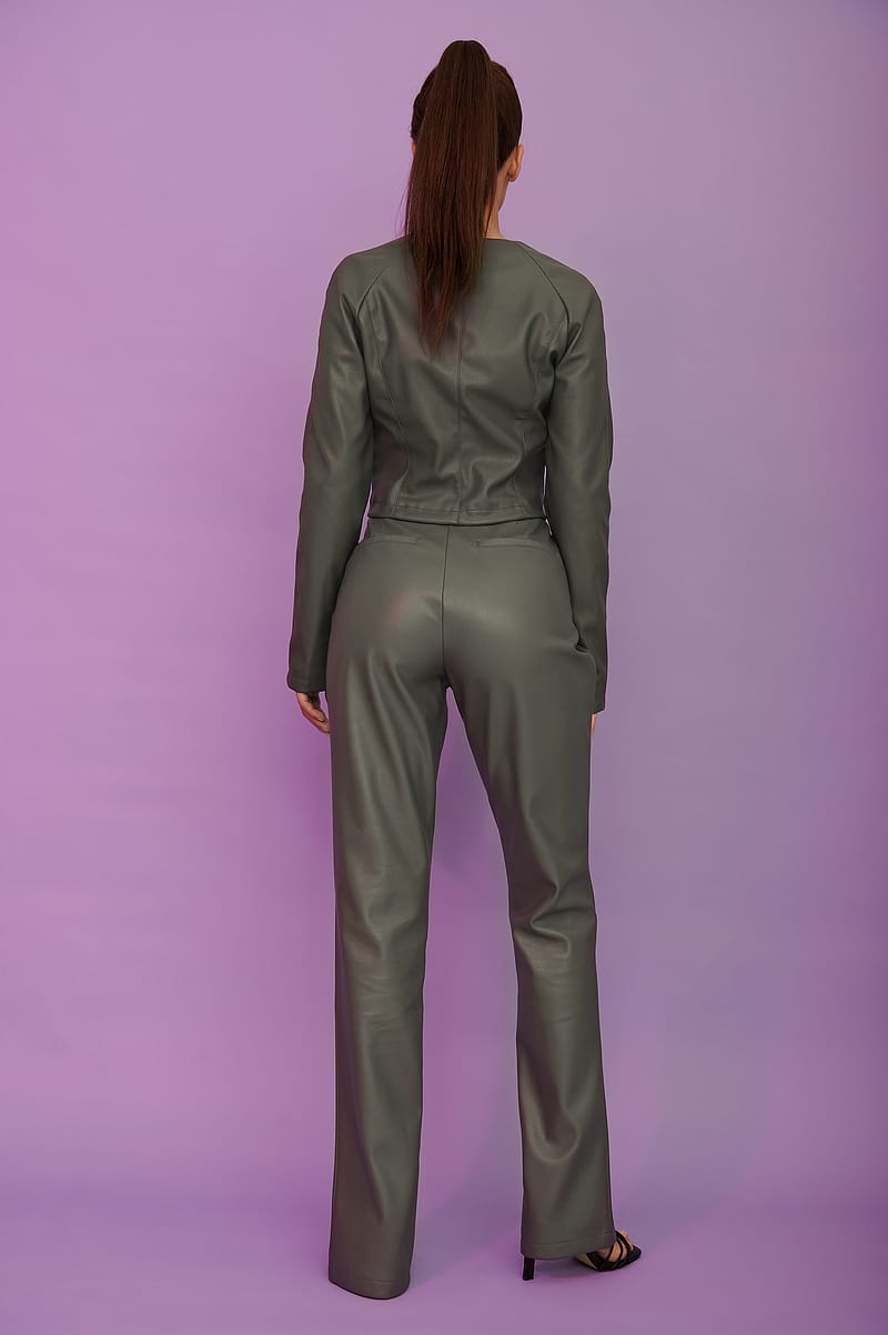 Front Slit PU Pants