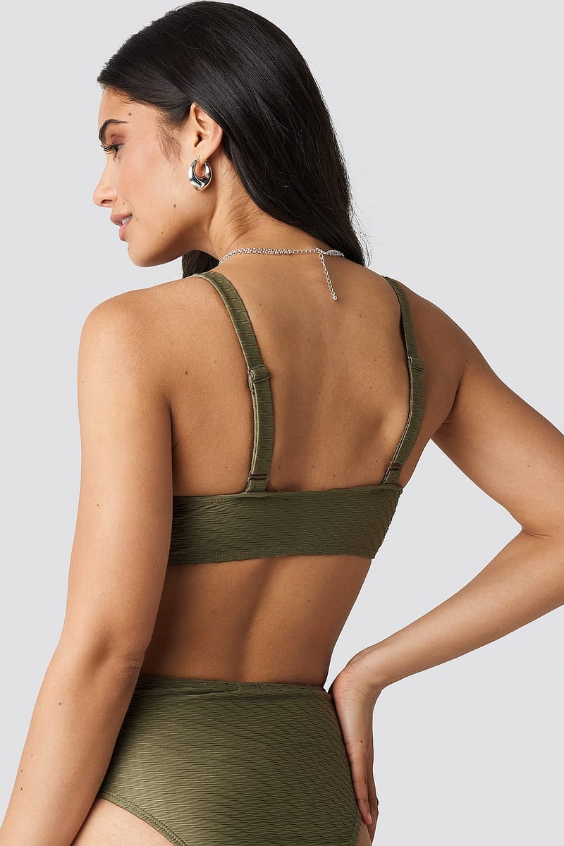 Structured Sporty Straight Bikini Top - Green