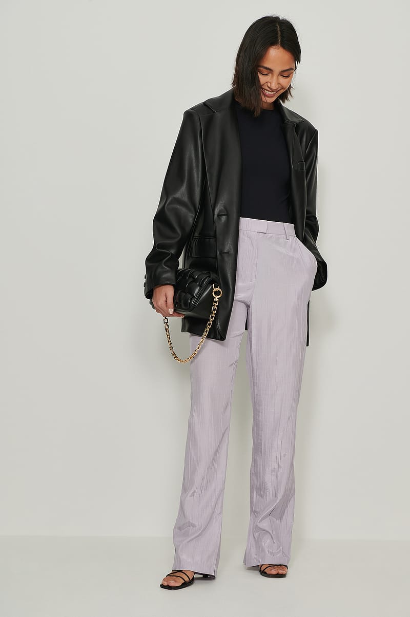 Structured Flowy Side Slit Pants