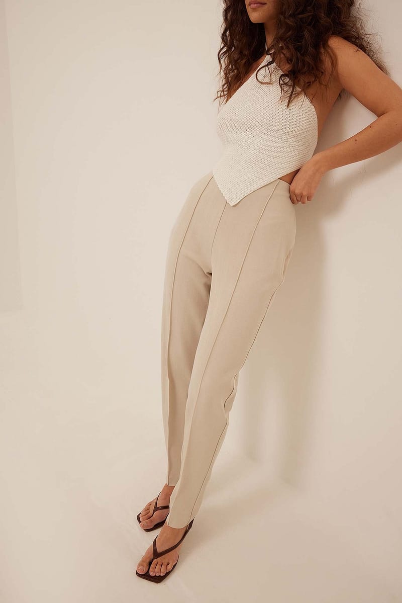 Cropped High Waist Seamline Pants