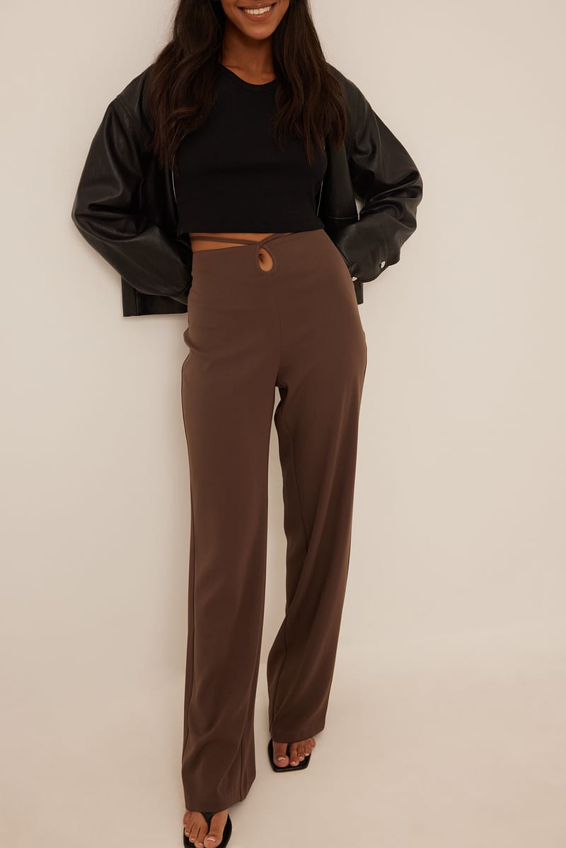 Front Detailed Tie Suit Pants