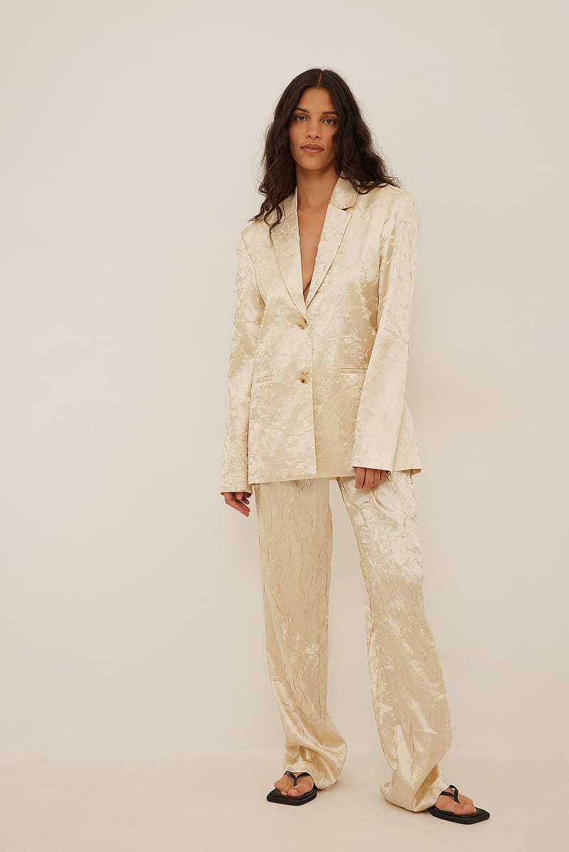 Crinkled High Wait Satin Pants
