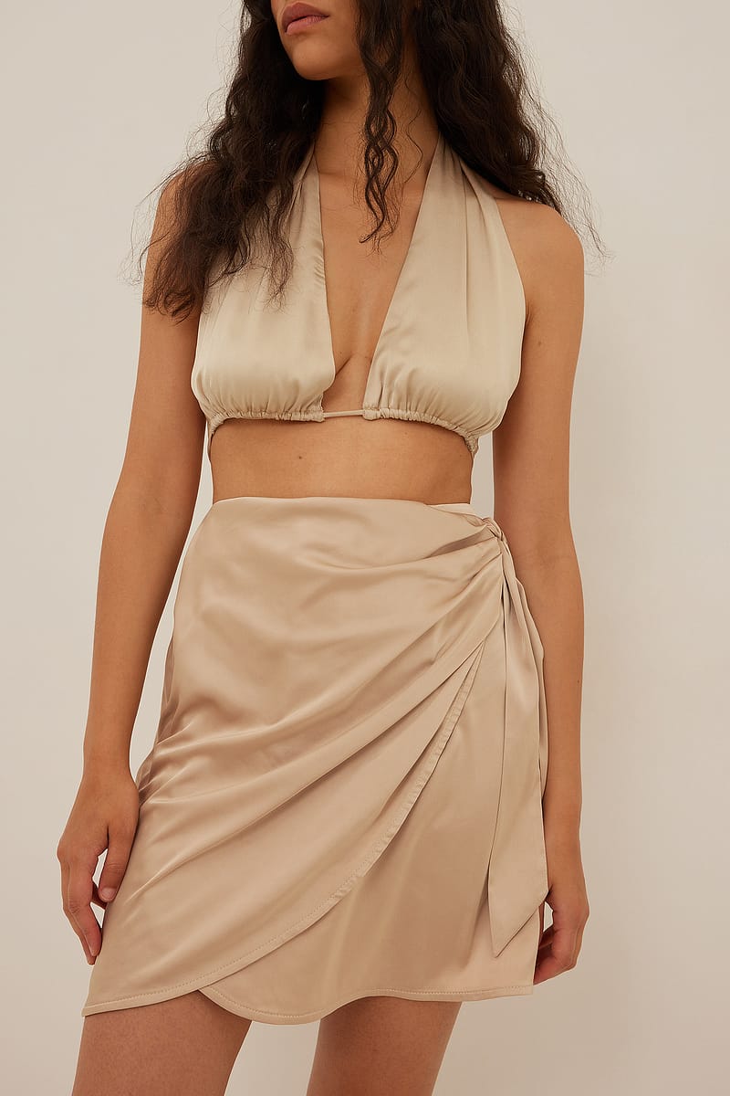 Wrap Satin Mini Skirt