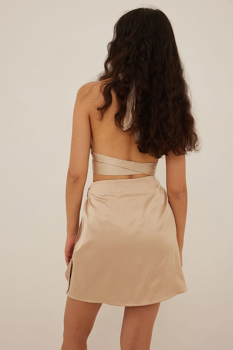 Wrap Satin Mini Skirt