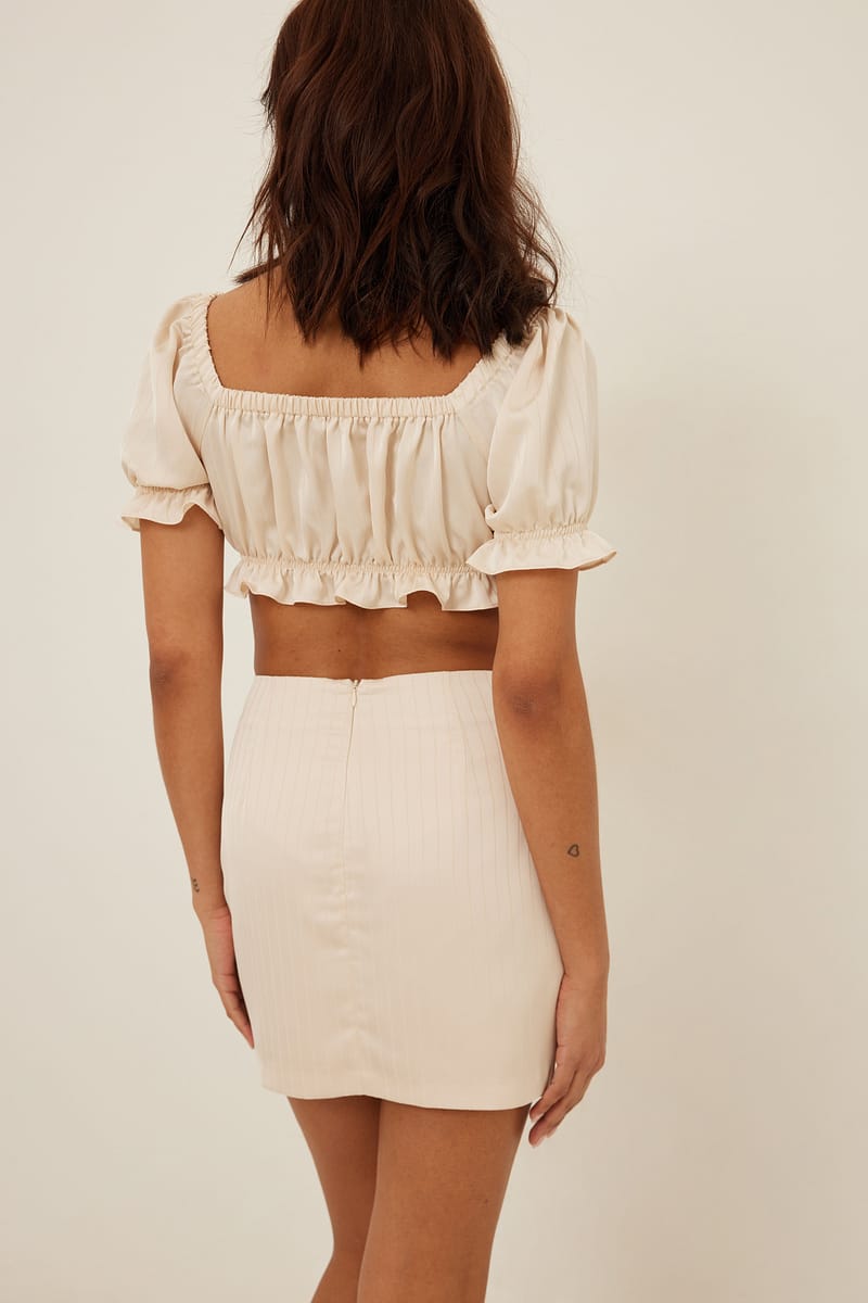 Corset Detail Mini Satin Skirt