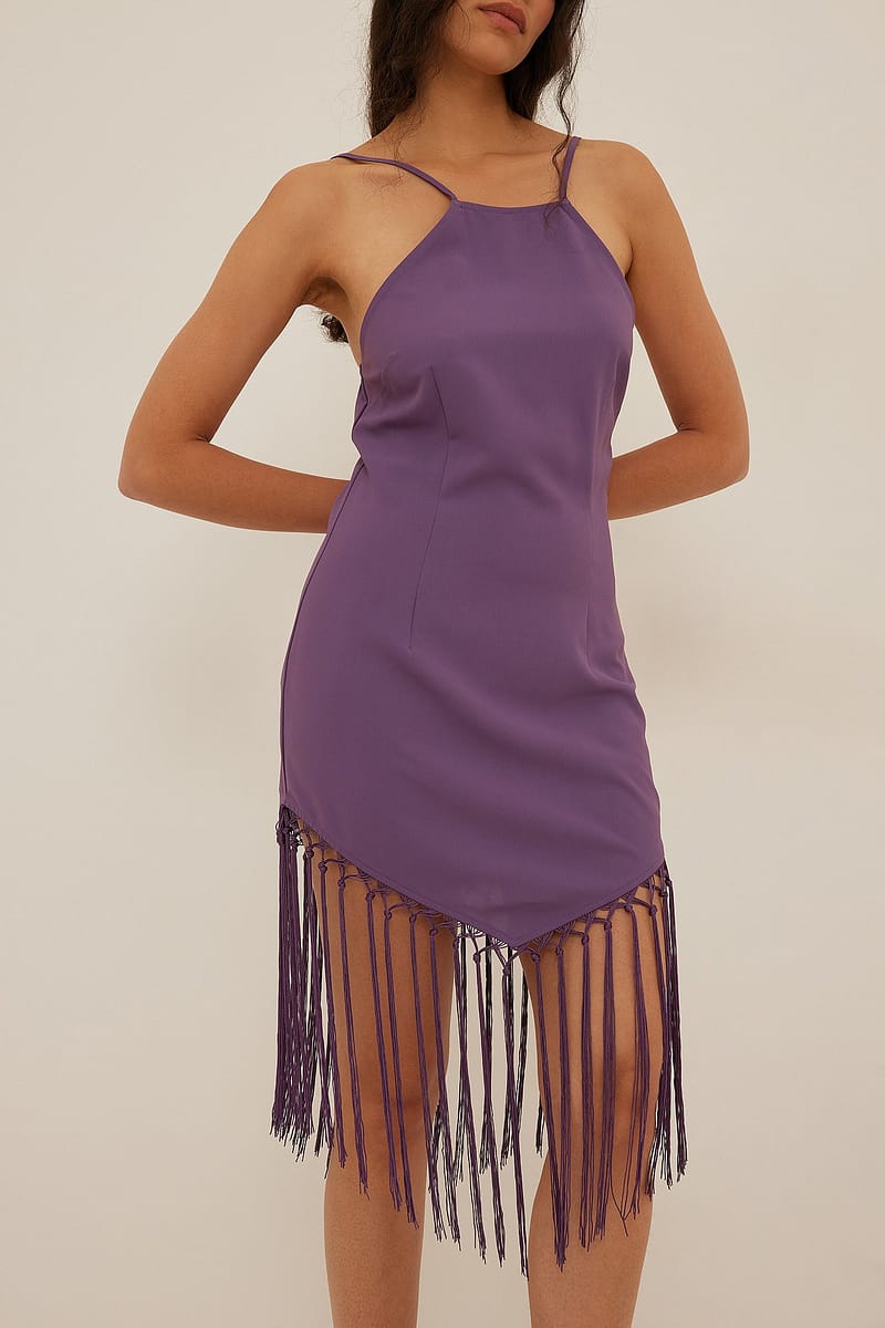 Frills Detail Bottom Dress - Purple