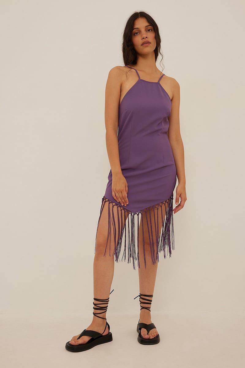 Frills Detail Bottom Dress - Purple