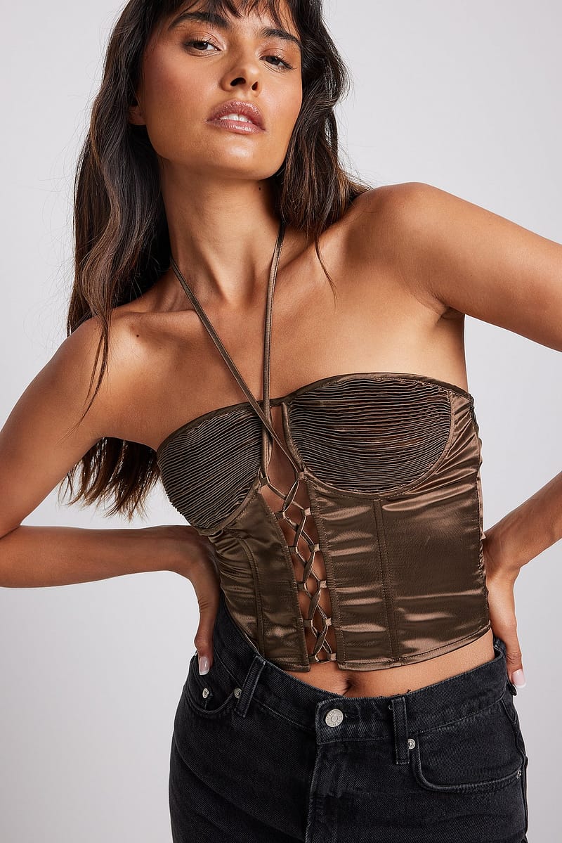 Satin Lace Up Corset Top