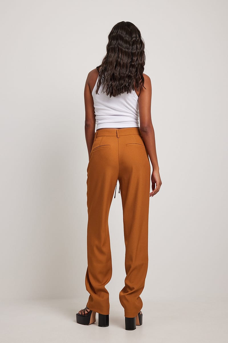 Lace-Up Front Detail Suit Pants