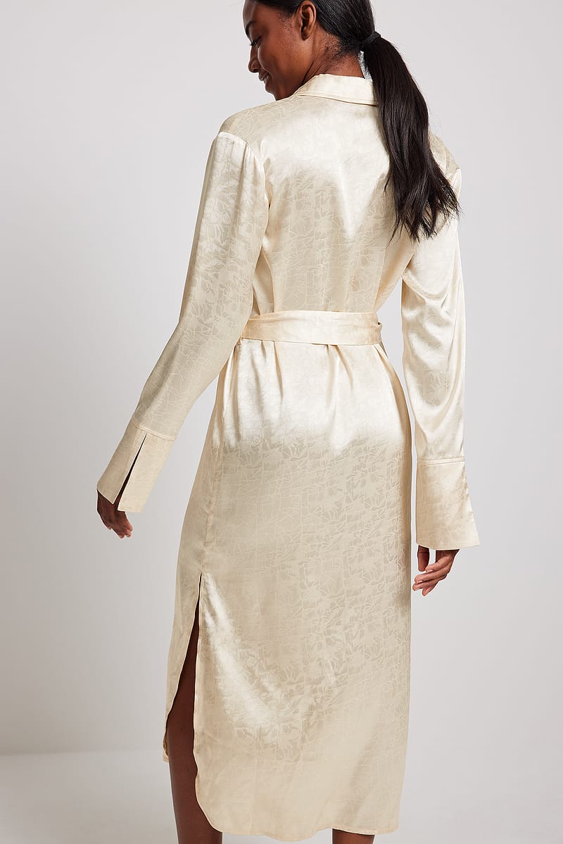 Jacquard Satin Maxi Shirt Dress