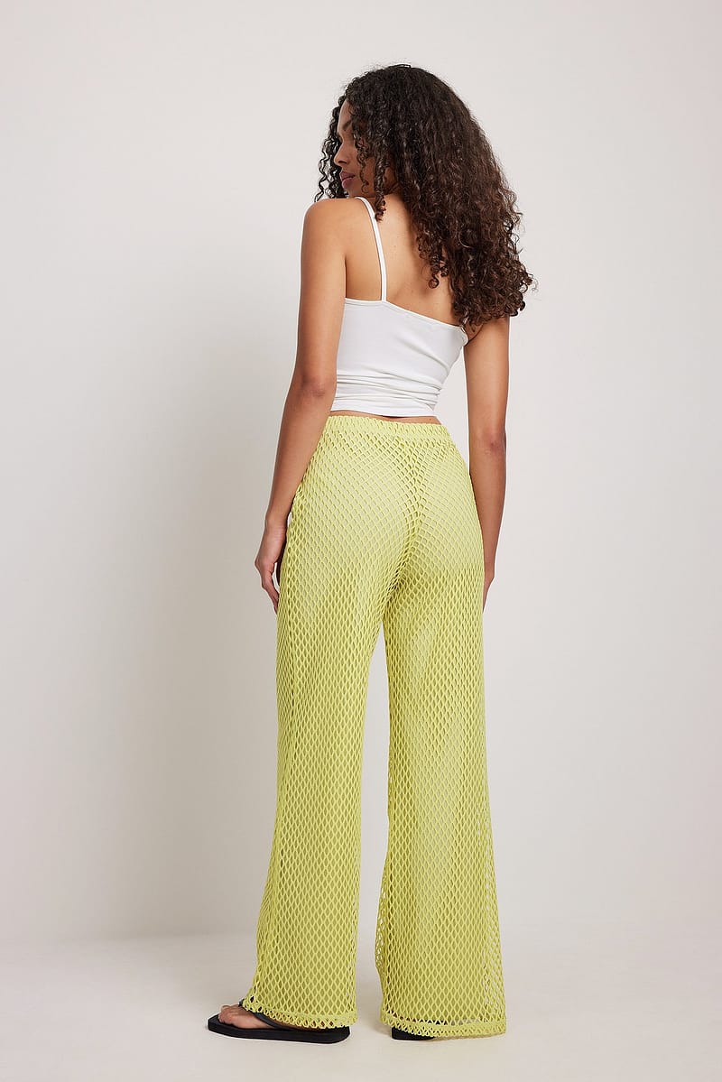 Flare Net Trousers - Light Green
