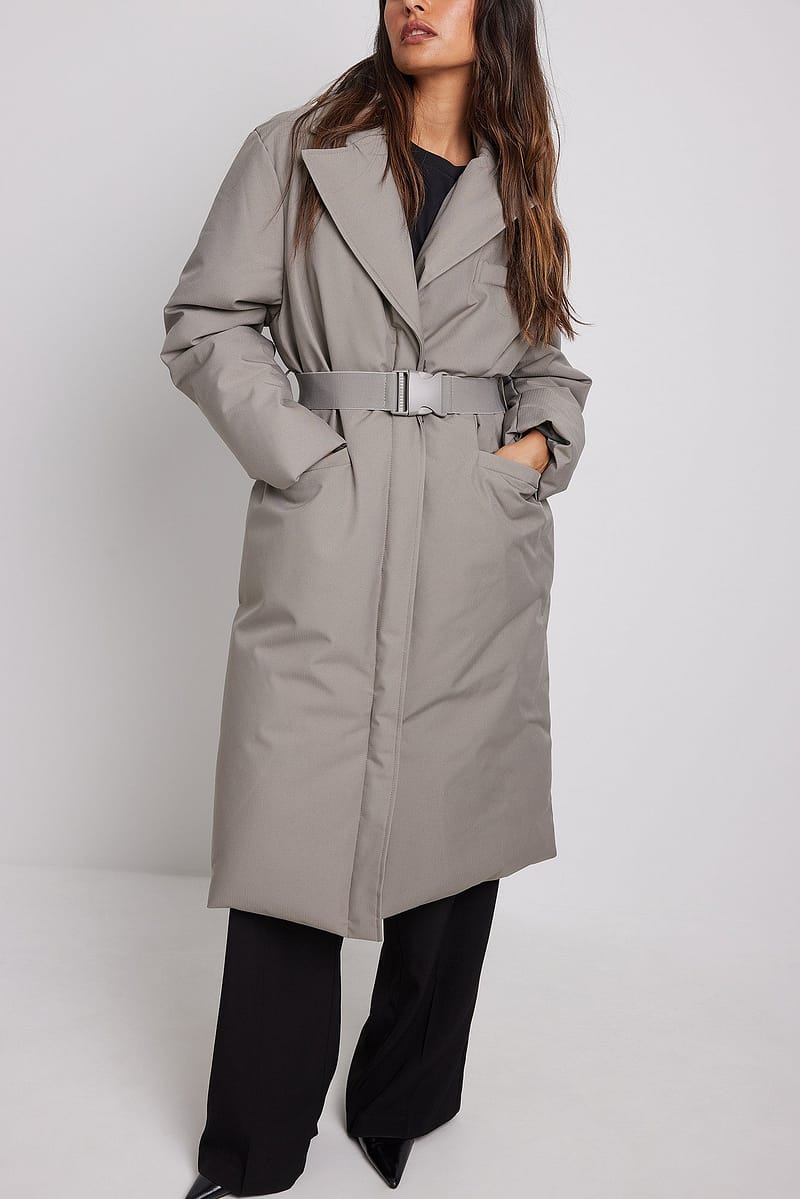 Padded Belted Long Blazer