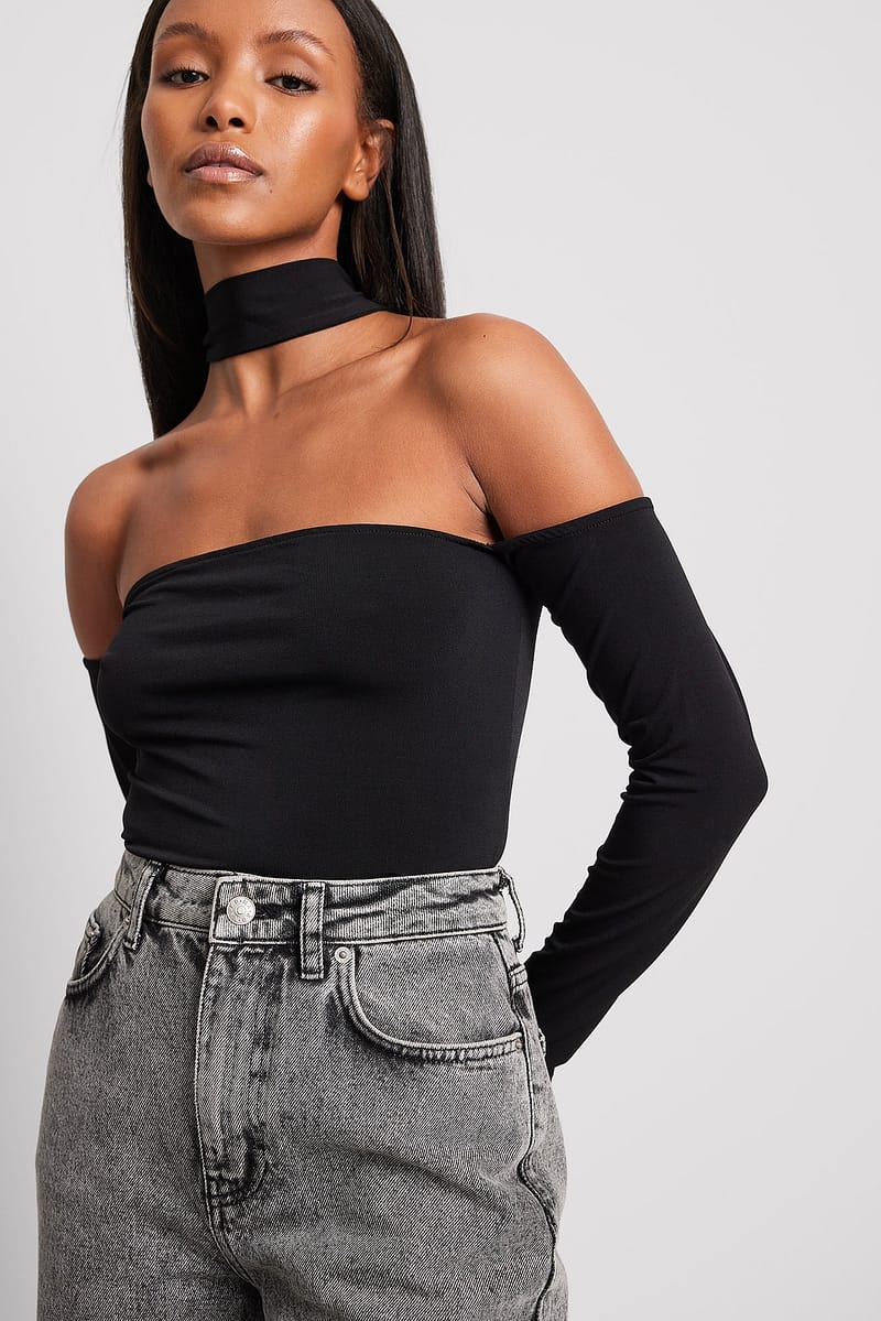 Choker Detail Off Shoulder Top