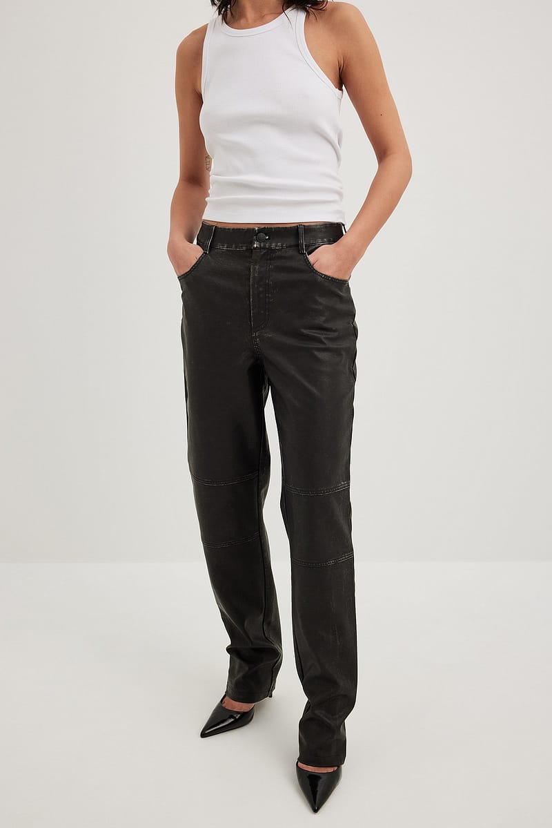 Worn Out Look PU Pants