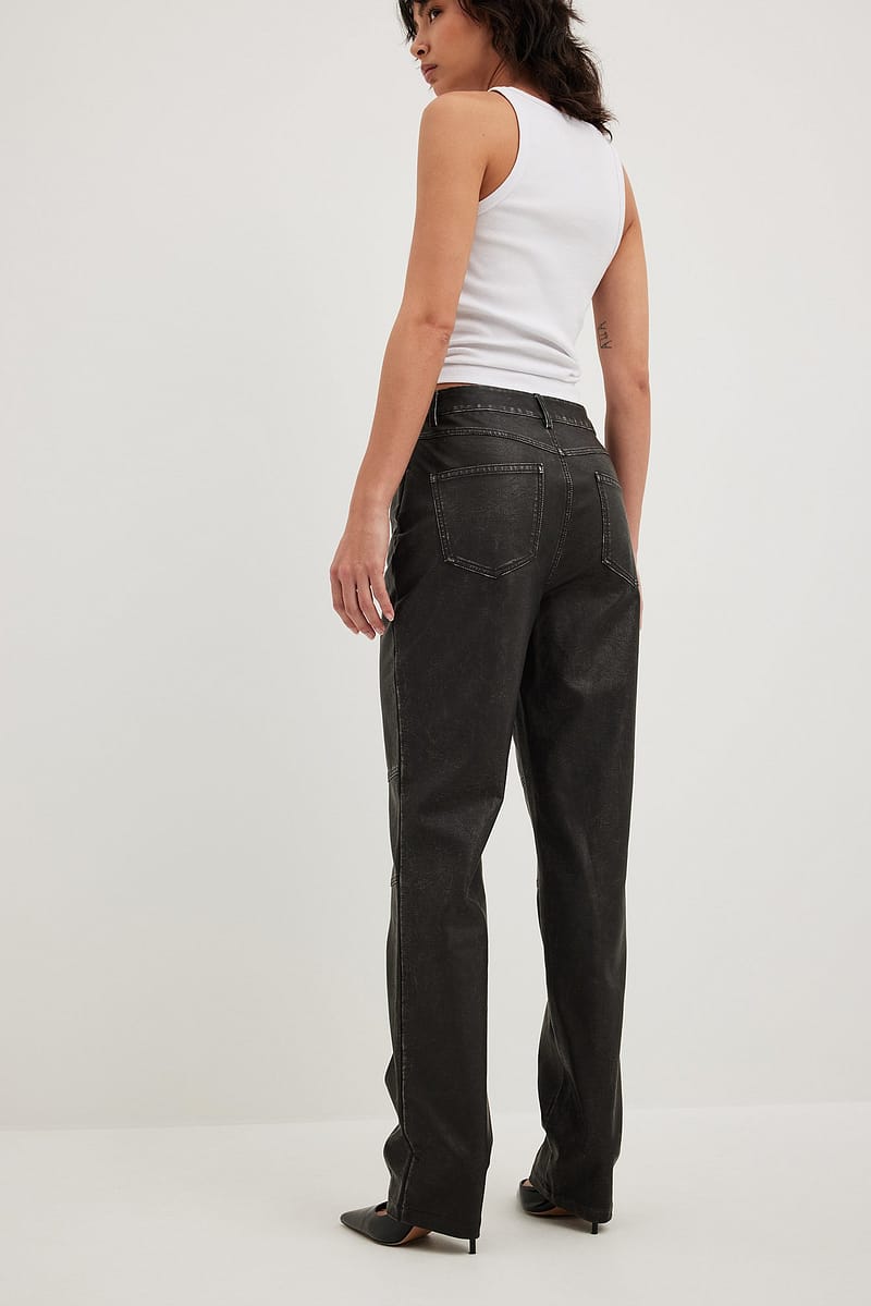 Worn Out Look PU Pants