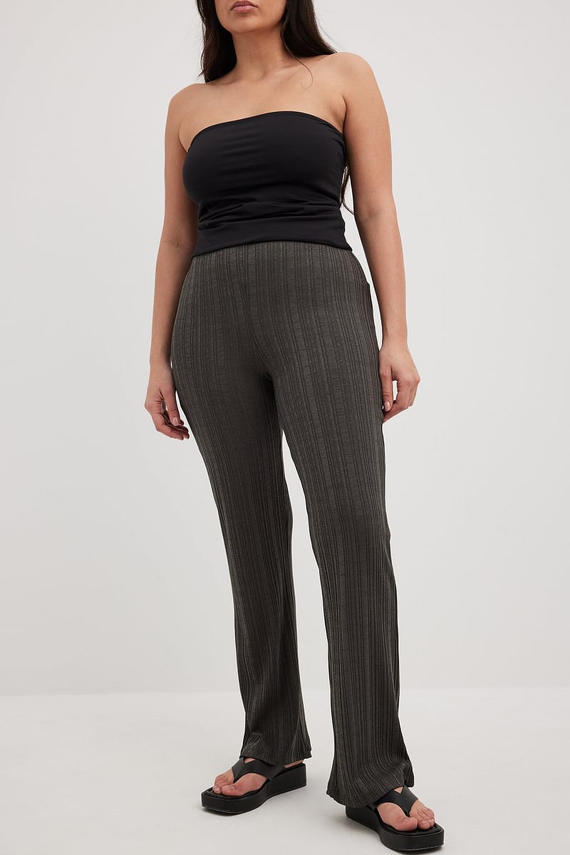Irregular Rib High Waist Pants