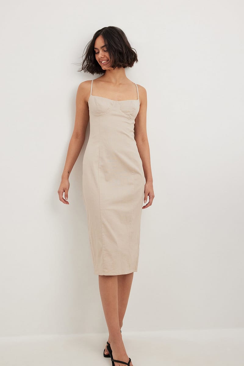 Cups Details Midi Dress