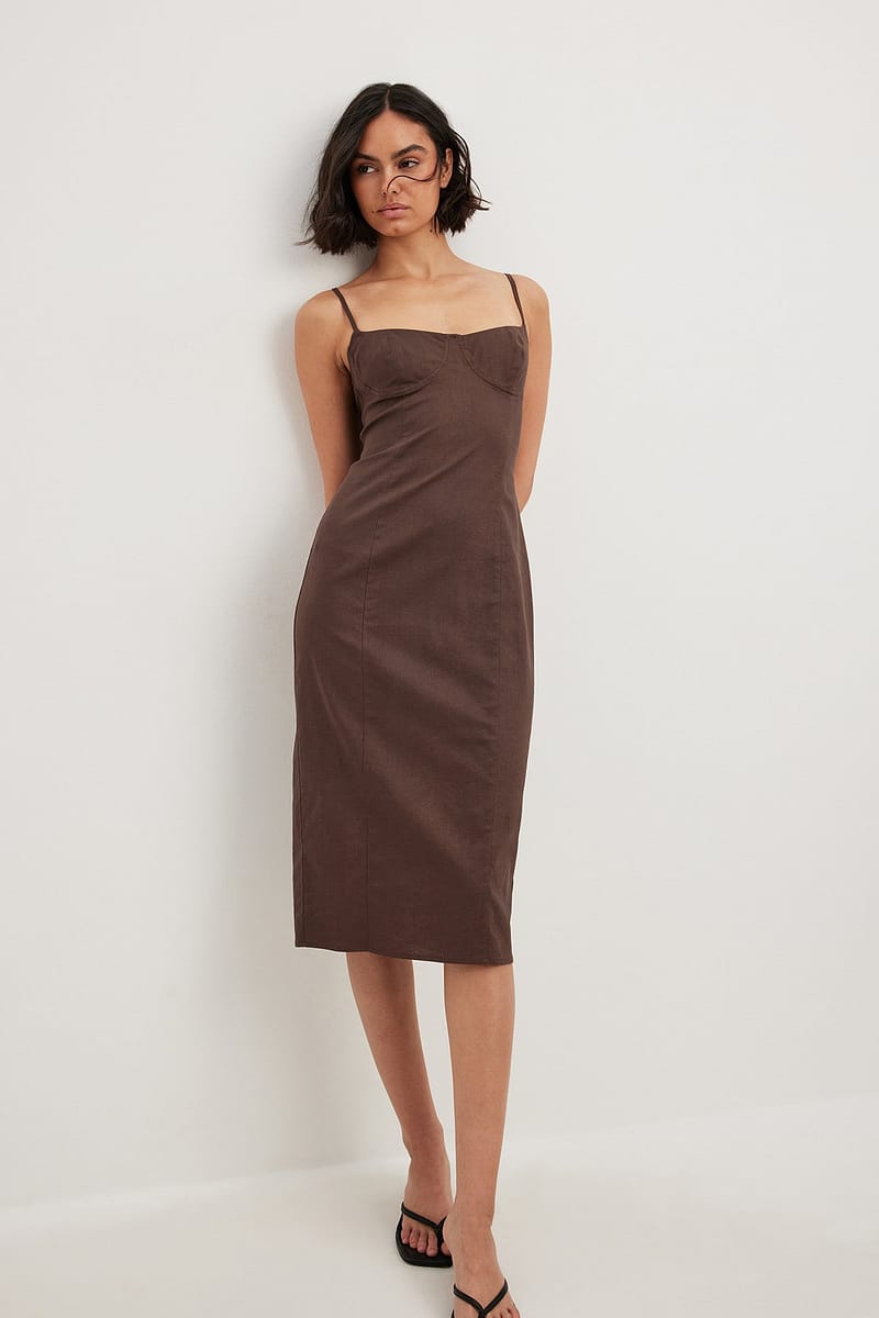 Cups Details Midi Dress