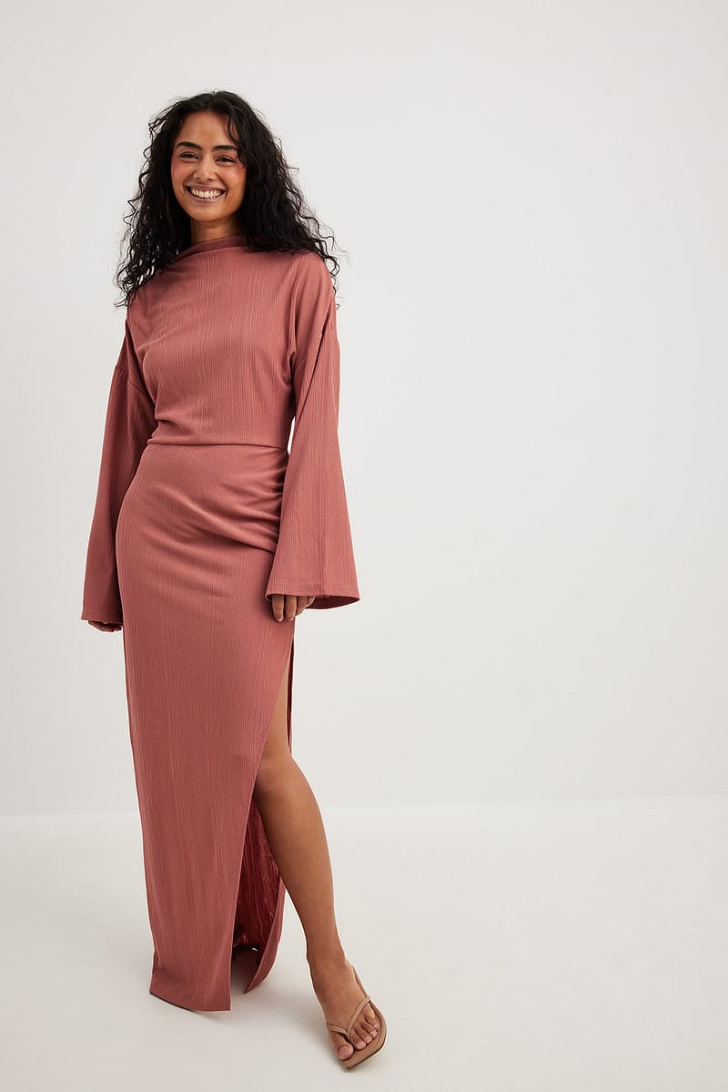 High Neck Drapy Maxi Dress